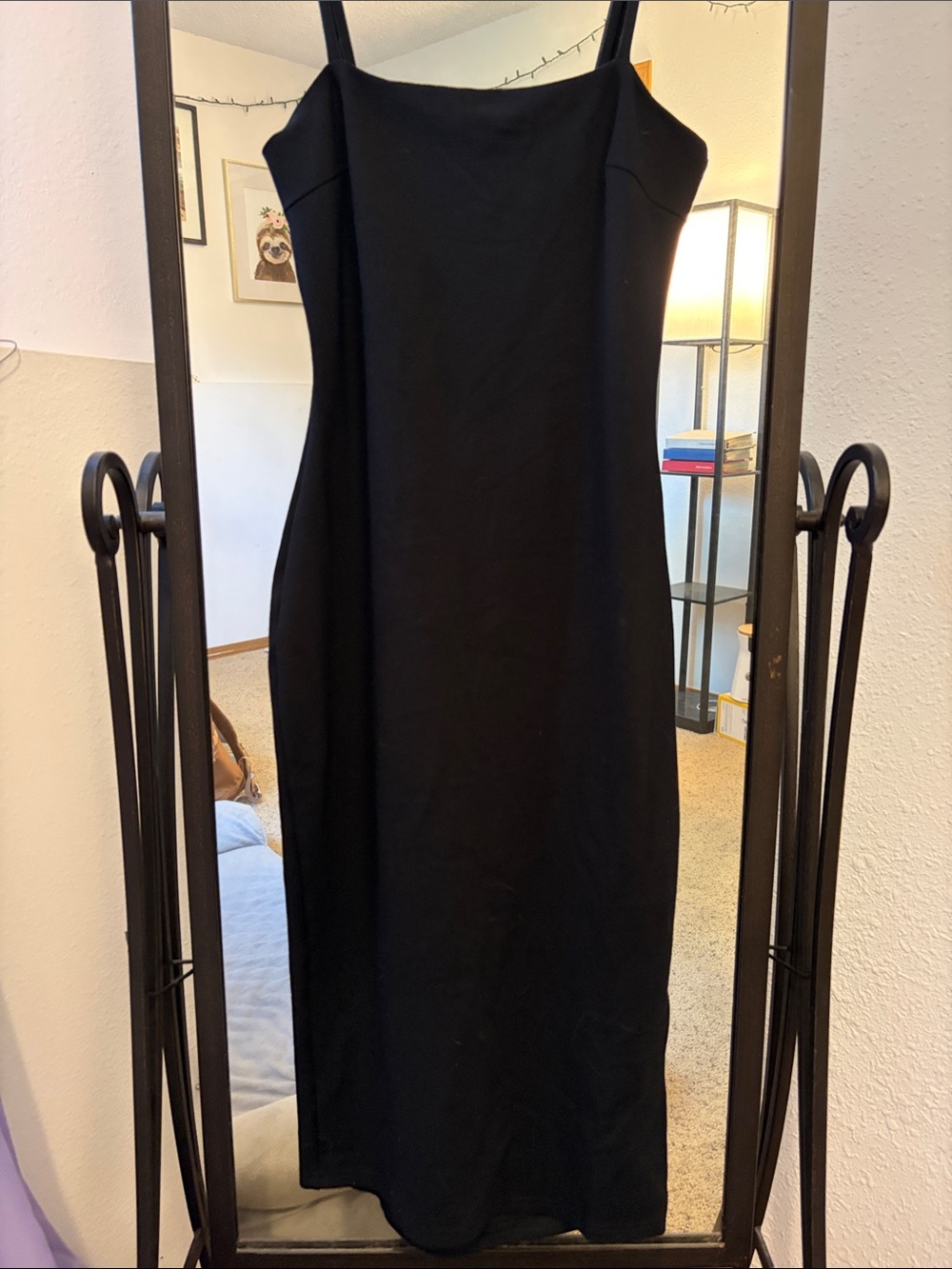 Lulu's Sleek Black Midi Slip Dress